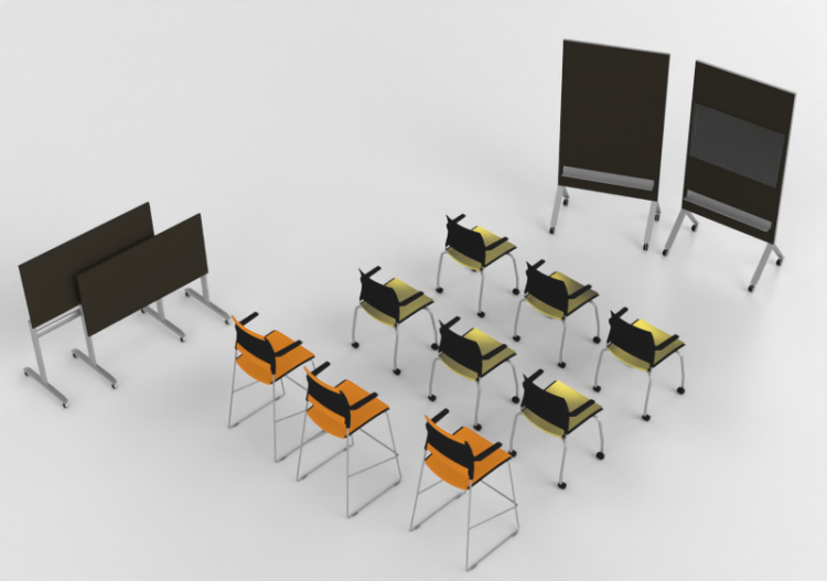 3D Stühle - Zusammensetzung von Stühlen und Whiteboards -...