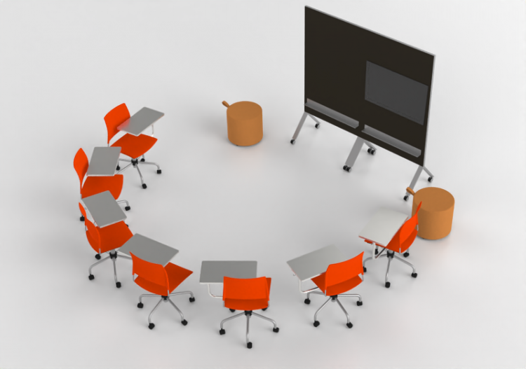 3D Stühle - Zusammensetzung von Stühlen und Whiteboards -...