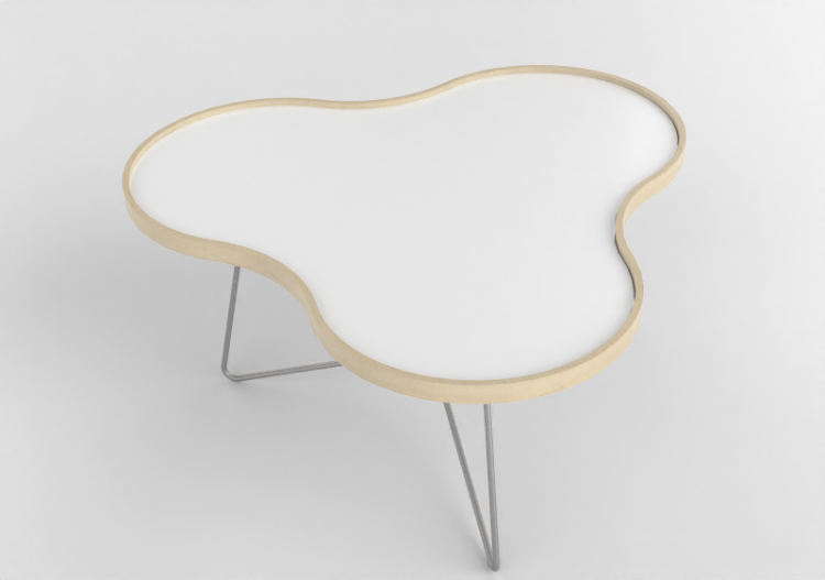 Mesinhas 3D - Mesa em forma de flor com base em aço -...