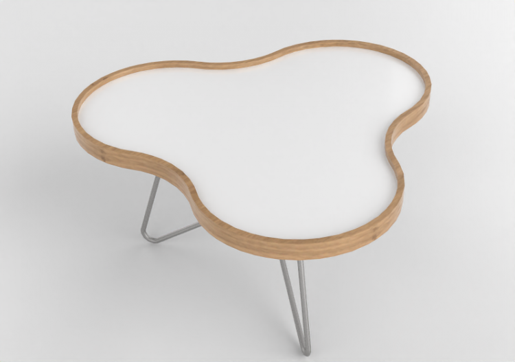 3D Coffe Tables - Flower-shaped table with steel base -...