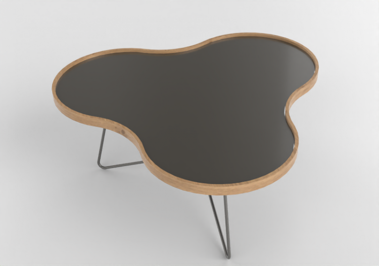 3D Coffe Tables - Flower-shaped table with steel base -...