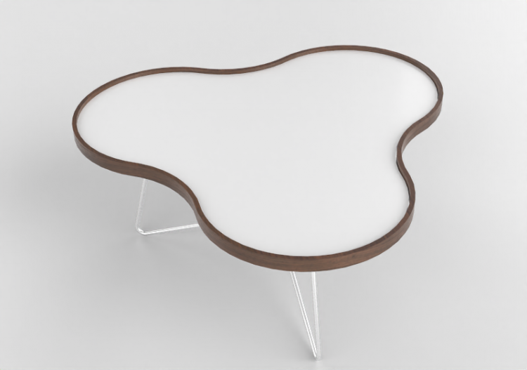 Mesinhas 3D - Mesa em forma de flor com base em aço -...