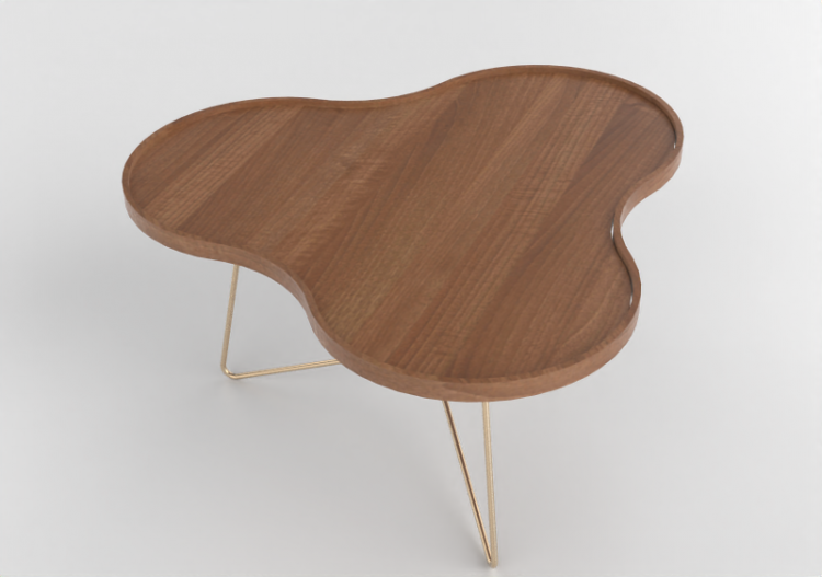 Mesinhas 3D - Mesa em forma de flor com base em aço -...