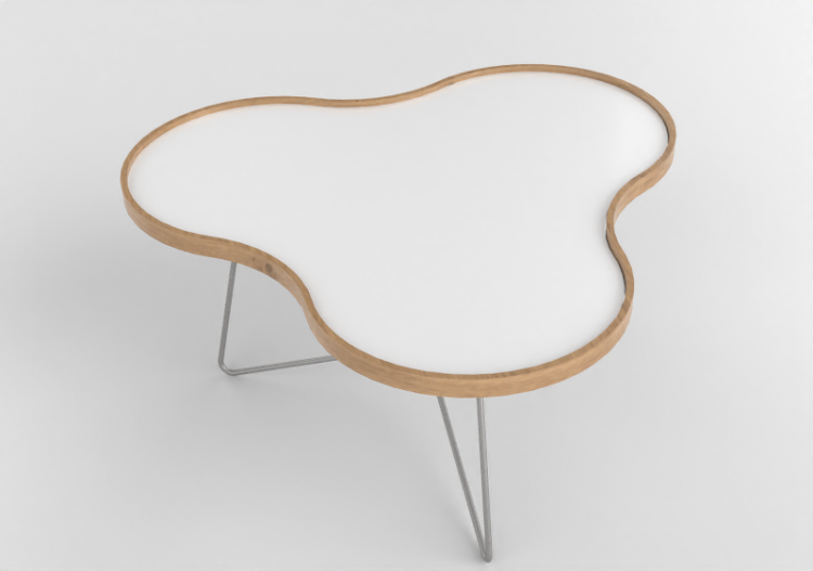 3D Coffe Tables - Flower-shaped table with steel base -...