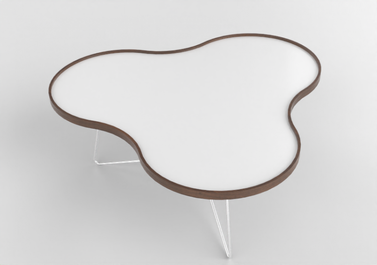 Mesinhas 3D - Mesa em forma de flor com base em aço -...