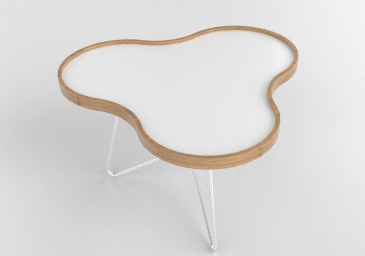 3D Coffe Tables - Flower-shaped table with steel base -...