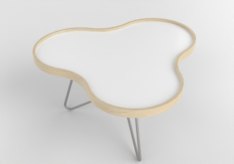 Tavolini 3D - Tavolo a forma di fiore con base in acciaio -...