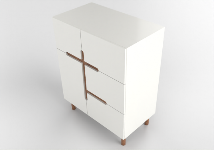 Armarios y Cómodas 3D - Cómoda de madera lacada - Prima...