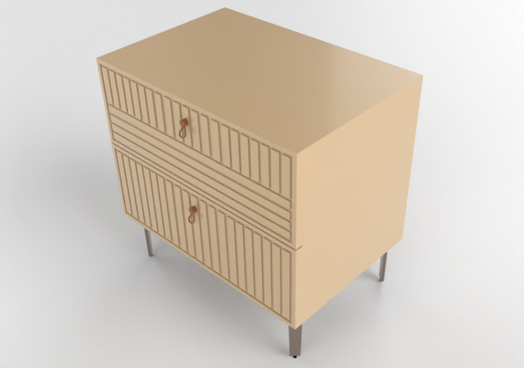 Beds and Side Cabinets 3D - Lacquered wood bedside cabinet...