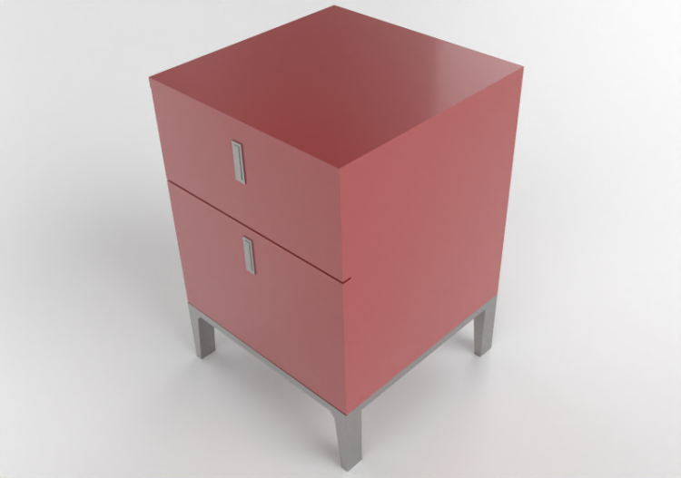 Beds and Side Cabinets 3D - Lacquered wood bedside cabinet...