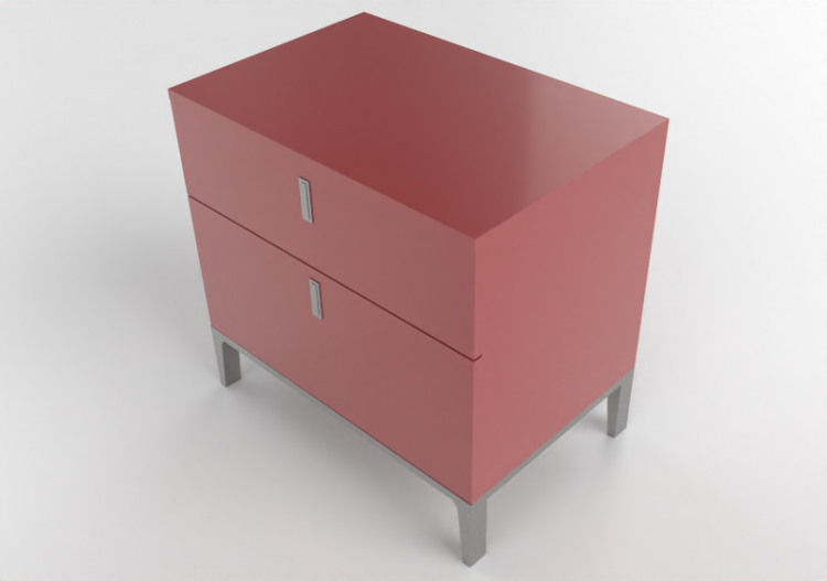 Beds and Side Cabinets 3D - Lacquered wood bedside cabinet...