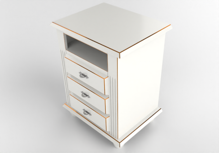 Beds and Side Cabinets 3D - Lacquered wooden bedside table...