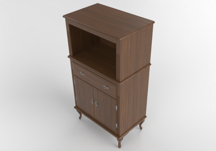 3D Furniture - Wooden cabinet for microwave oven - Wood...