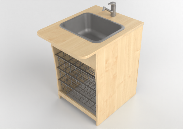 BIM Objects Free Download! 3D Accessories Changing table with washbasin Jeltec