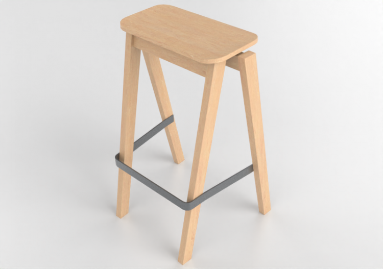 Cadeira 3D - Banqueta de madeira - Kokuyo - Wood Side - XY...