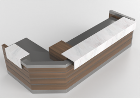 3D Counter Desks - Barra linear 330x120cm