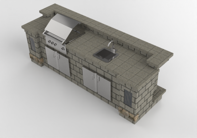 3D Küchen - Outdoor-Küche aus Stein - Belgard - Bristol -...