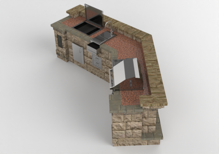 Cozinhas 3D - Cozinha em pedra - Belgard - Series 305 -...
