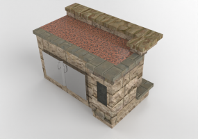 3D Furniture - Stone kitchen end unit - Belgard
