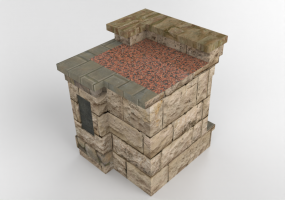 3D Furniture - Stone kitchen end unit - Belgard