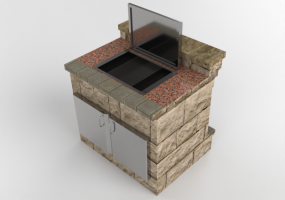 3D Furniture - Kitchen cabinet with stone ice tray - Belgard