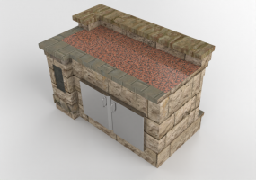 3D Furniture - Stone kitchen end unit - Belgard