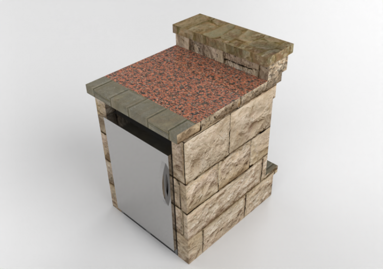 3D Möbel - Möbelstück mit Kühlschrank für Outdoor-Küche aus...