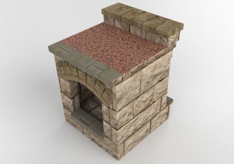 Meubles 3D - Meuble de rangement pour bois en pierre -...