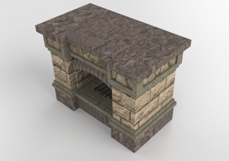 3D Kamine und Schornsteine - Gaskamin aus Stein - Belgard -...