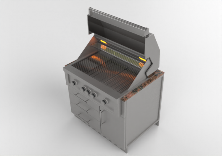 3D Furniture - Modular kitchen cabinet with BBQ - Sunstone...
