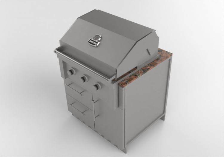 3D Furniture - Modular kitchen cabinet with BBQ - Sunstone...