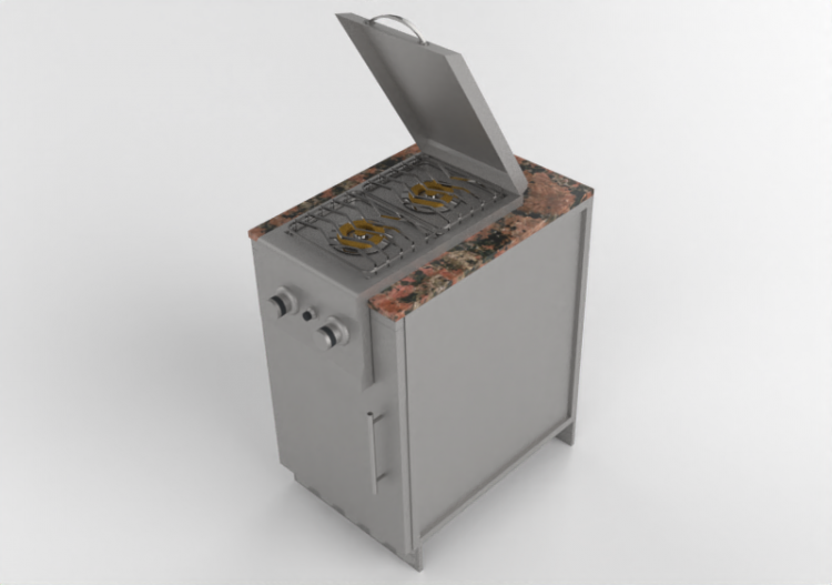 3D Furniture - Modular kitchen cabinet with gas stove -...