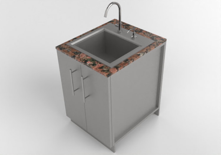 Meubles 3D - Meuble de cuisine modulaire avec lavabo -...