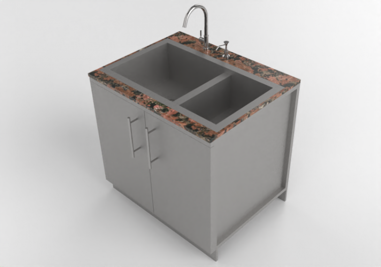 Muebles 3D - Mueble de cocina modular con lavabo - Sunstone...
