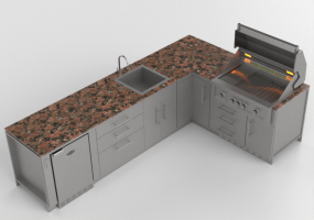 3D Kitchens - Full kitchen with appliances - Sunstone