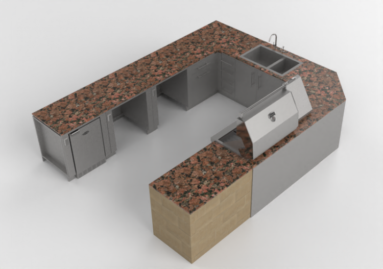 3D Kitchens - Full kitchen with appliances - Sunstone -...