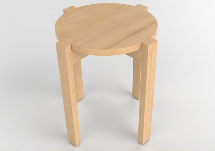 Cadeira 3D - Banqueta de madeira - Nordic Care - Twist 024...