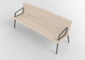 3D Benches - Bench with wooden seat - Allermuir - Axyl Bench - AXLBA20
