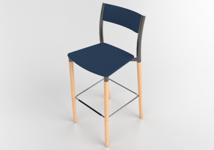 3D Stühle - Hocker mit gepolsterter Sitzfläche und...