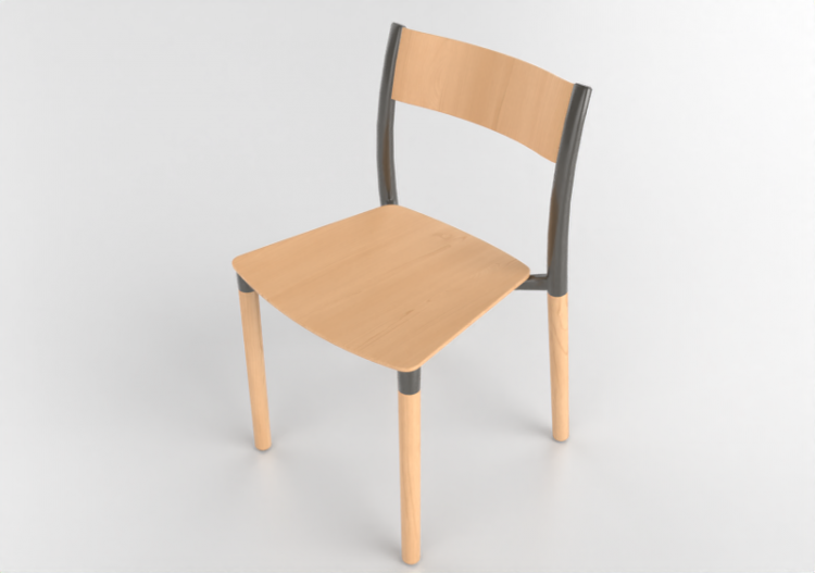 Chaises 3D - Chaise avec siège et dossier en bois -...