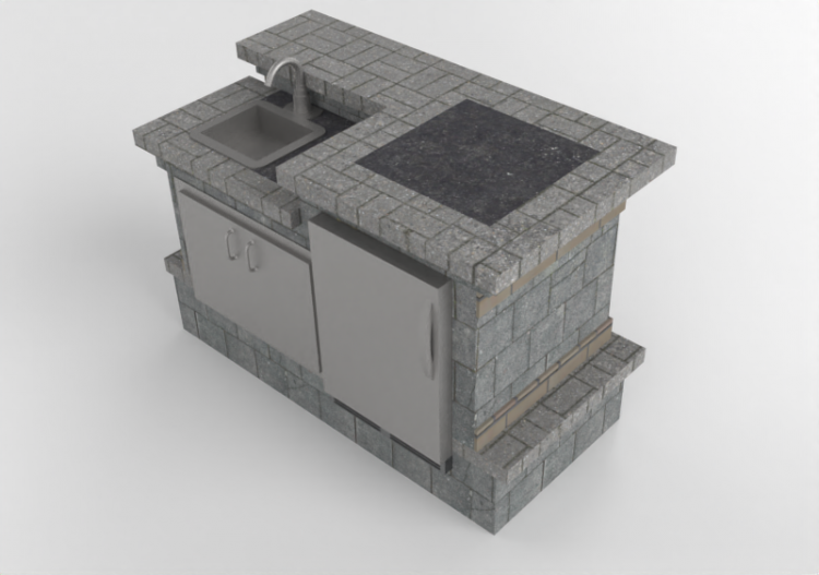 Cocinas 3D - Isla bar de piedra - Belgard - Cordova - ACCA...