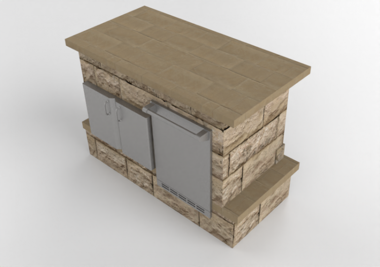 Cuisine 3D - Îlot bar en pierre - Belgard - Wexford - ACCA...