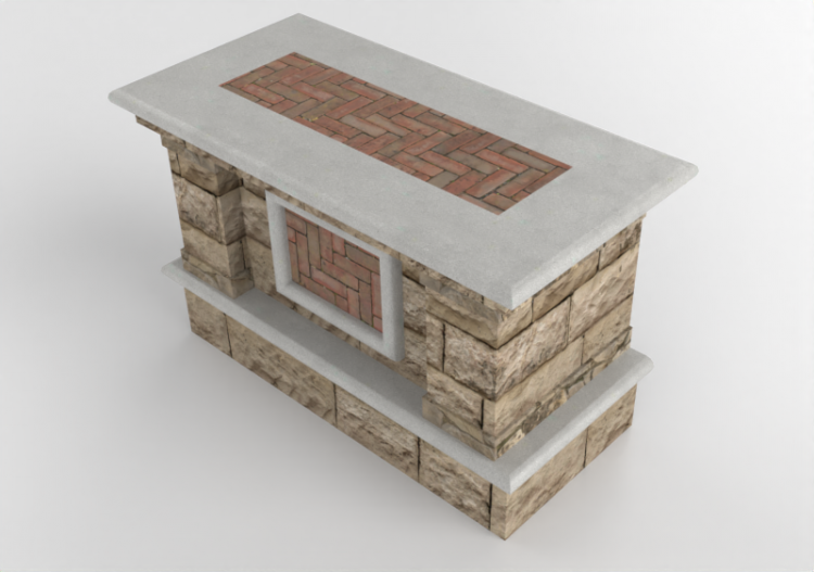 3D Küchen - Insel mit Barlösung aus Stein - Belgard -...