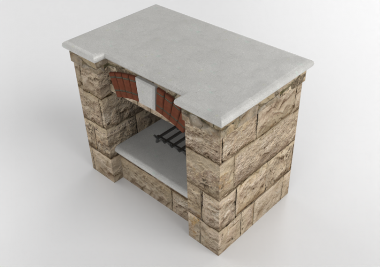 3D Kamine und Schornsteine - Gaskamin aus Stein - Belgard -...