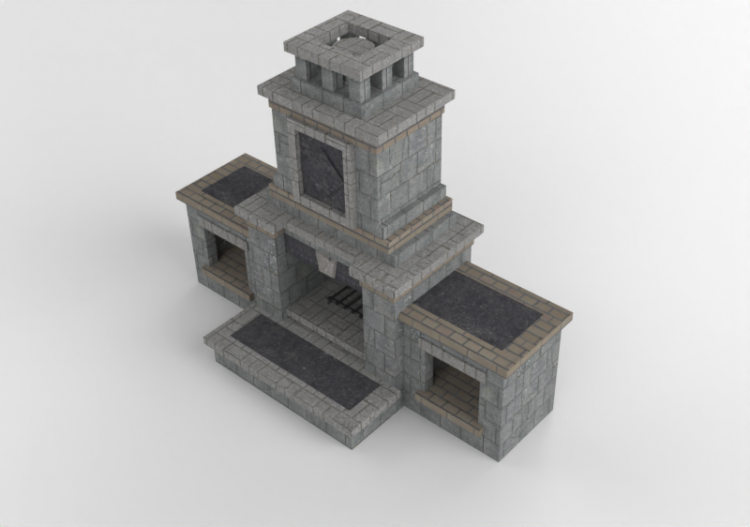 Chimeneas y Ductos 3D - Chimenea a leña de piedra - Belgard...