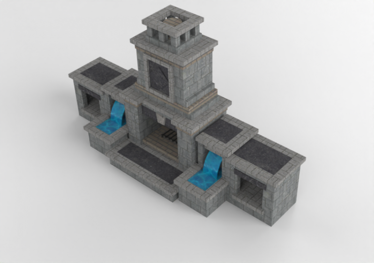 Chimneys and chimney pots 3D - Stone wood burning fireplace...