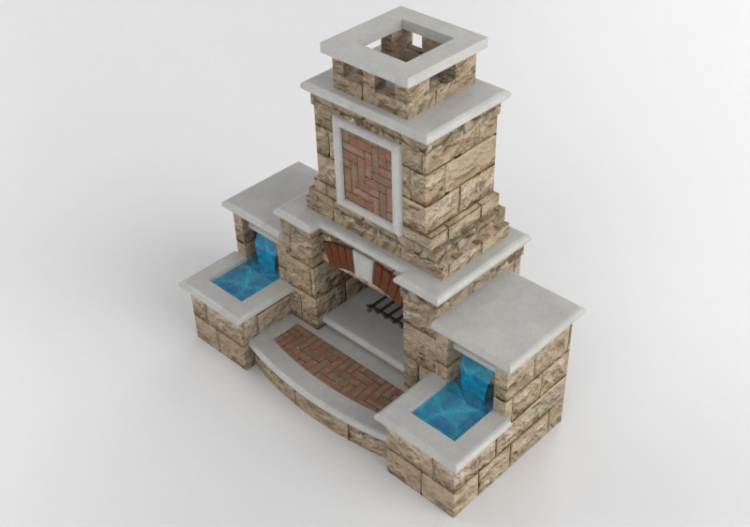 Camini 3D - Camino a legna in pietra - Belgard - Tuscany -...