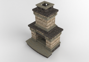 Foyers et Cheminées 3D - Cheminée à bois en pierre - Belgard - Nottingham