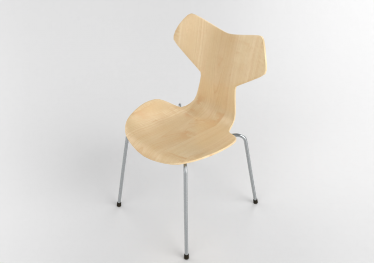 椅子 - Chair with wooden seat - Fritz Hansen - Grand Prix -...