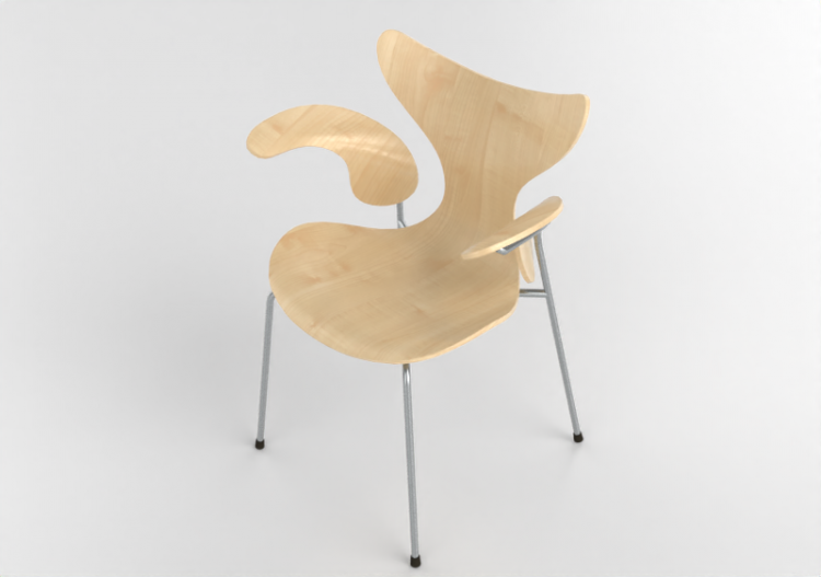 椅子 - Chair with wooden seat - Fritz Hansen - Lily - 3208 -...